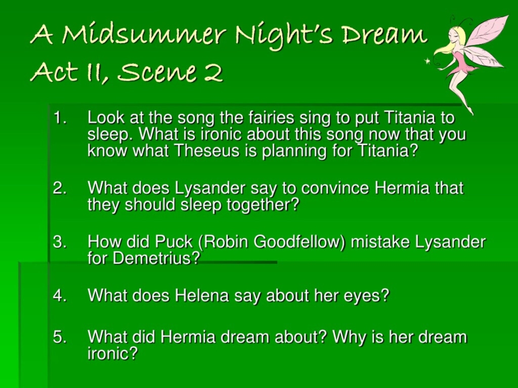 PPT A Midsummer Night s Dream Act II Scene 1 PowerPoint Presentation  - A Midnights Summe Dream Acy 2 Scene 1 Worksheet