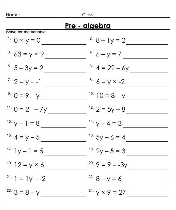 Pre Algebra Worksheets With Answers - Summer Prealgebra Practice Worksheets