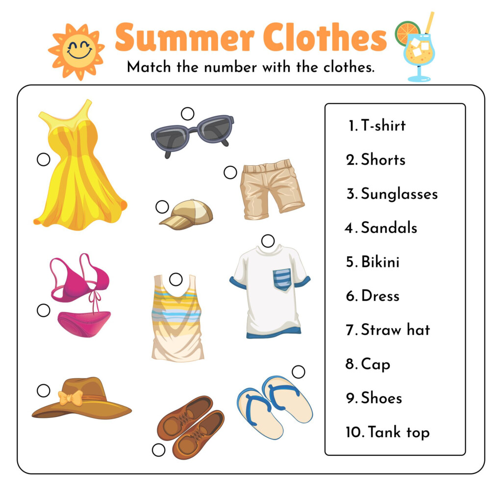 Preschool Summer Clothes 10 Free PDF Printables Printablee - Summer Clothes Worksheet