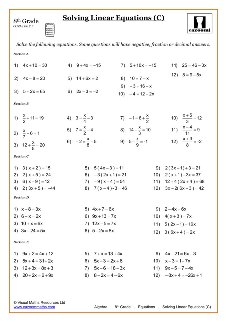 Printable 8th Grade Math Worksheets - 8Th Grade Math Mixed Review Worksheets Summer