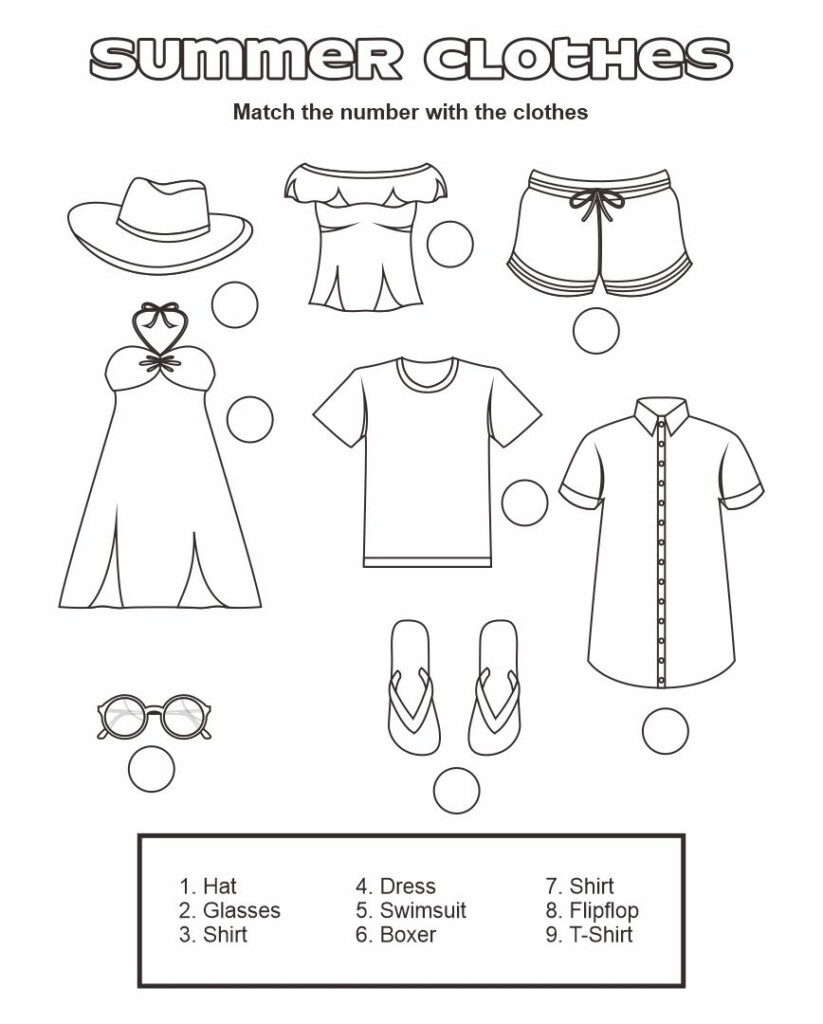 Printable Clothing Worksheets For Preschoolers Printable JD - Summer Clothing Worksheet For Preschoolers