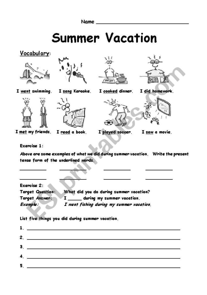 Printable My Summer Vacation Worksheets - My Summer Vacation Worksheet