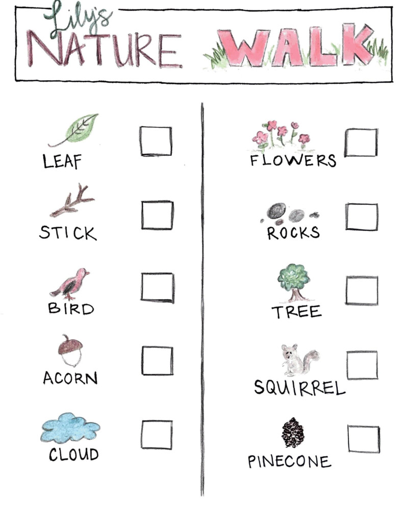 Printable Nature Trail Checklist - Summer Nature Trail Worksheet