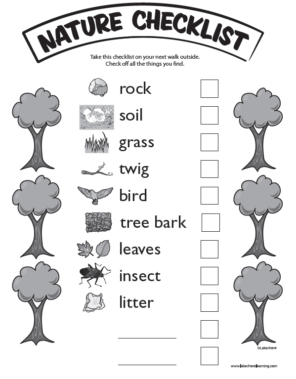 Printable Nature Trail Checklist - Summer Nature Trail Worksheet