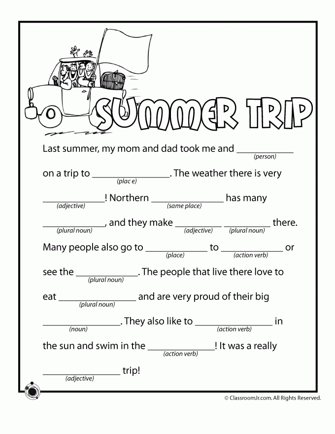 Printable Summer Mad Libs For Kids - Mad Libs Summer Worksheet Free