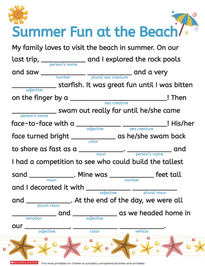 Printable Summer Mad Libs Printable Word Searches - Mad Libs Summer Worksheet