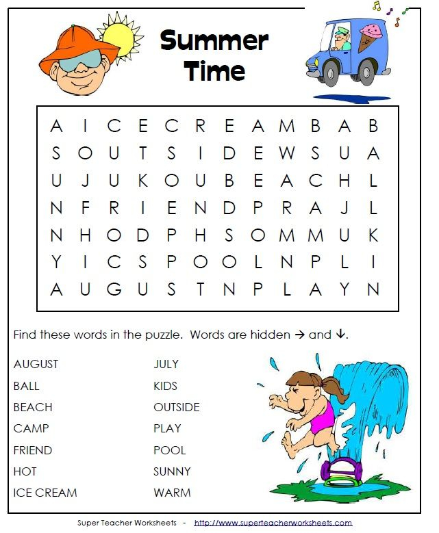 Printable Summer Word Search Super Teacher Worksheets Summer Words  - Super Teacher Worksheets Summer Camp Activities