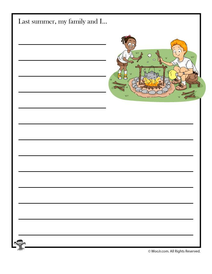 Printable Summer Writing Practice Worksheets Creative Writing  - Write About Your Summer Worksheet