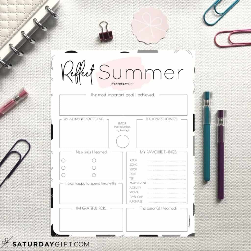 Review Your Life With The Summer Reflection Worksheet Free Printable  - Summer Reflection Worksheet