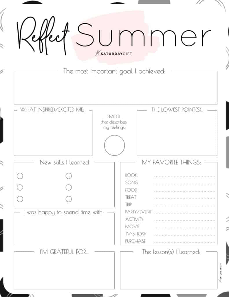 Review Your Life With The Summer Reflection Worksheet Free Printable  - Summer Reflection Worksheet