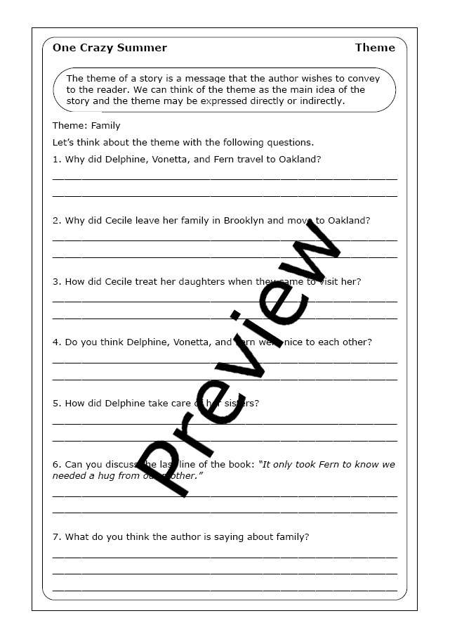 Rita Williams Garcia One Crazy Summer Worksheets Made By Teachers - One Crazy Summer Worksheet