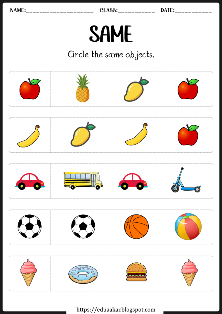 Same Or Different Worksheet - Summer Same Or Different Work Worksheet