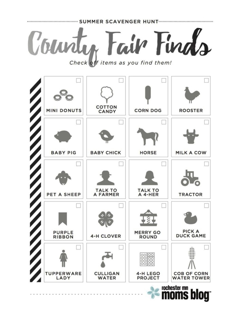 Scavenger Hunt Olmsted County Fair Free Fair Mini Donuts State Fair  - Summer Fair Worksheets