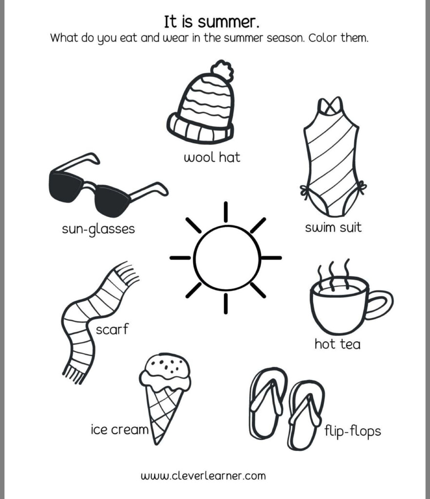 Season Worksheet For Kindergarten - Summer Season Worksheets For Kindergarten