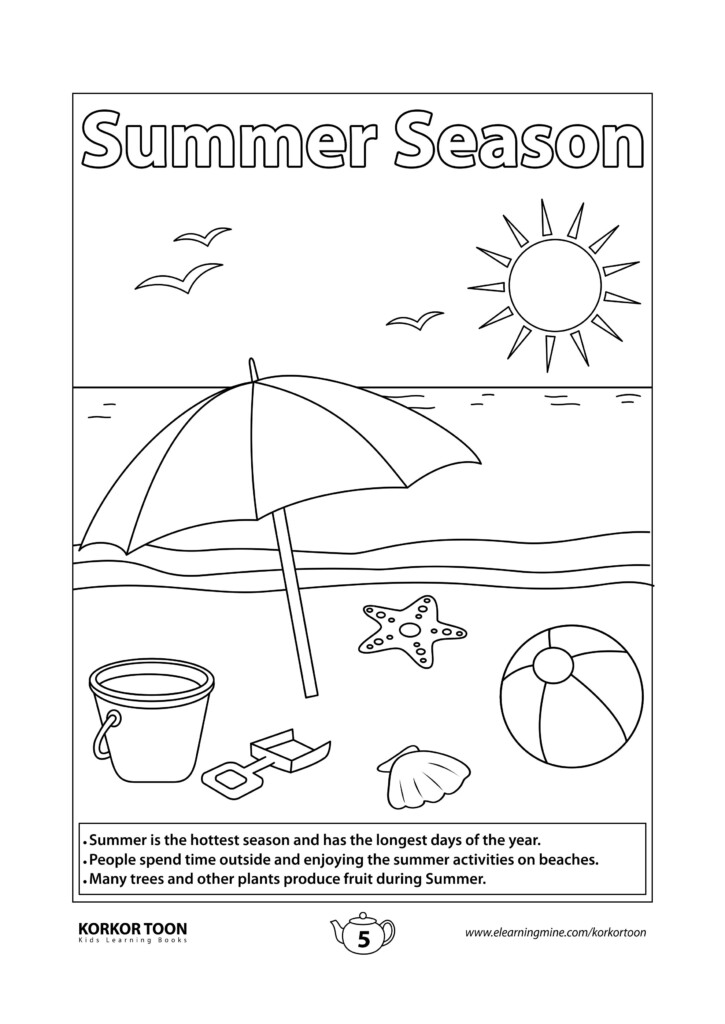 Seasons Coloring Book For Kids Summer Season Coloring Page Artofit - Coloring Worksheets Summer Season