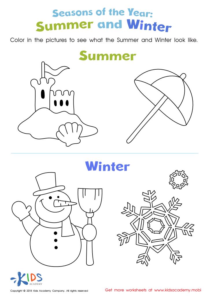 Seasons Worksheets For Kindergarten Free Printable 4 Seasons  - Summer And Winter Comparison Printable Worksheets