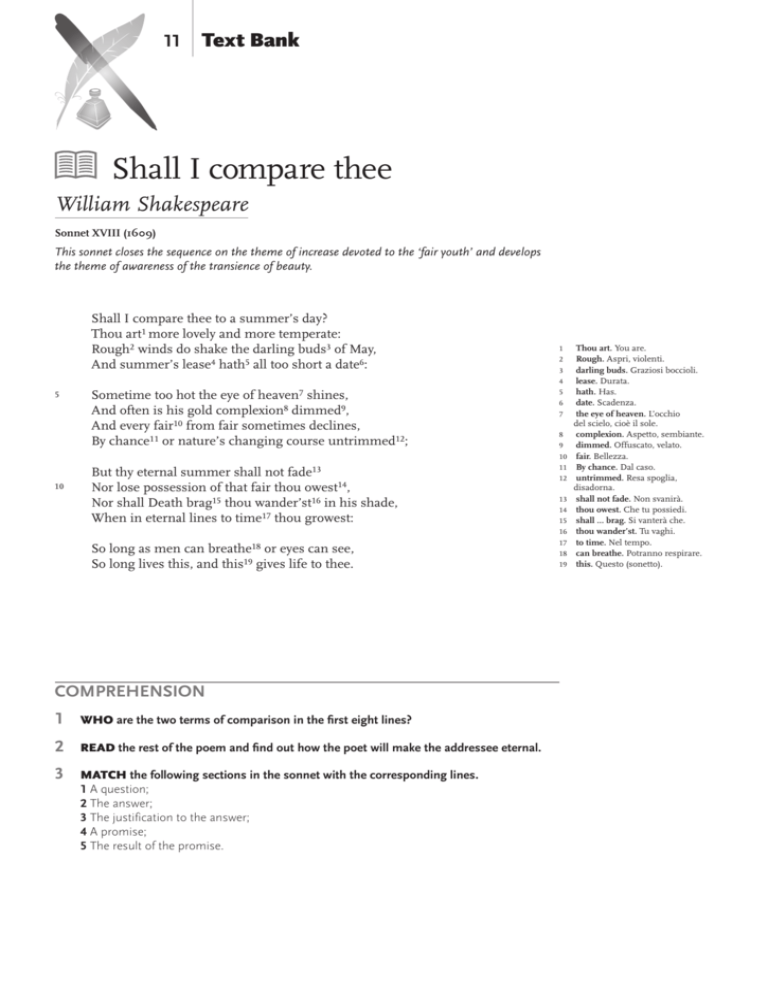 Shall I Compare Thee - Shall I Compare Thee To A Summer'S Day Worksheet