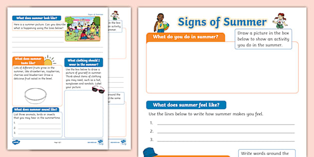 Signs Of Summer Worksheet Twinkl KS1 Twinkl - Signs Of Summer Worksheet