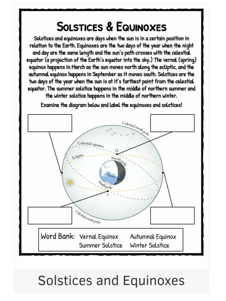 Solstice And Equinox Worksheet - Free Summer Solstice Worksheets