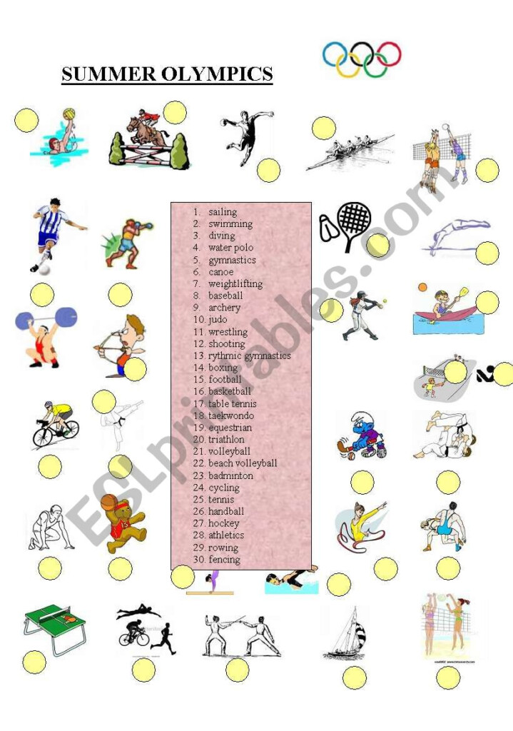 Sports Summer Olympics ESL Worksheet By Pricess - Summer Sports Worksheets