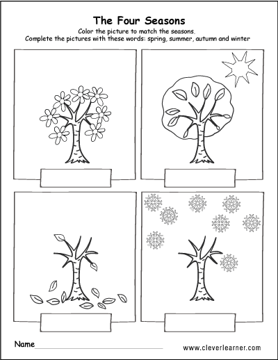 Spring Summer Fall And Winter Free Worksheets For Preschools  - Summer And Fall Worksheets For Preschool