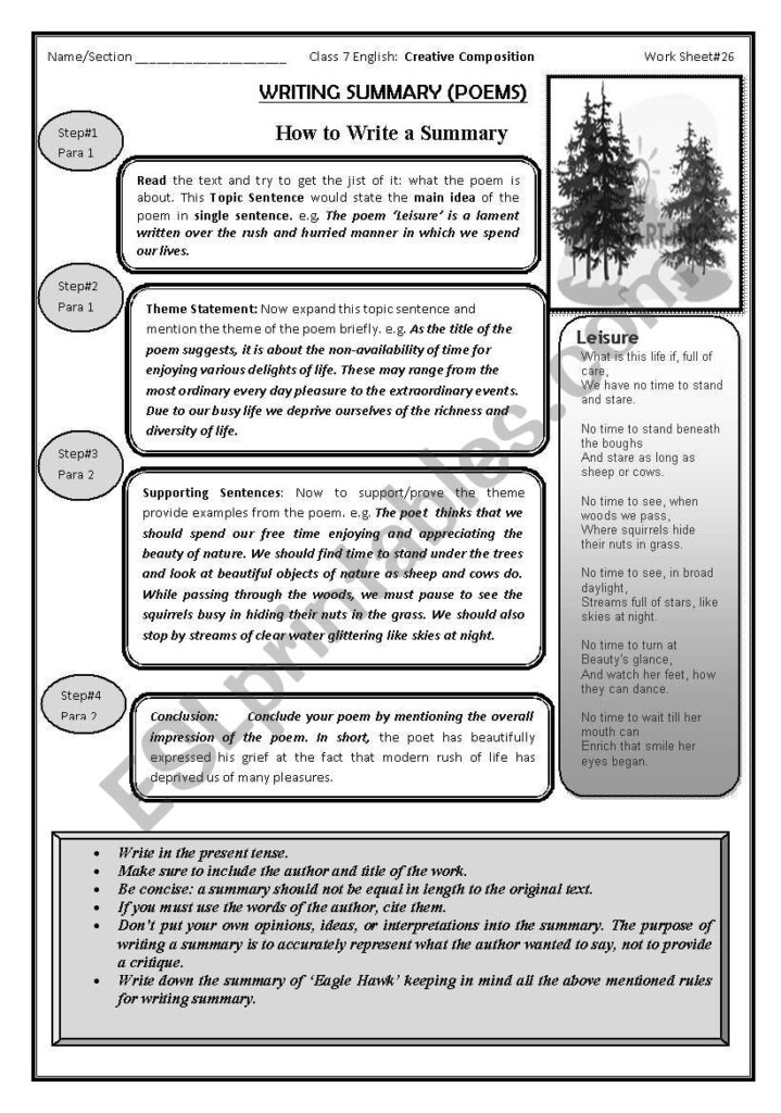 Summary Writing Worksheets With Answers Pdf - Summer Summary Worksheet Pdf