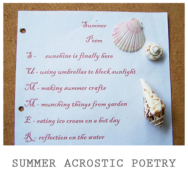 Summer Acrostic Poetry Playful Learning - Summer Acrostic Poem Worksheet