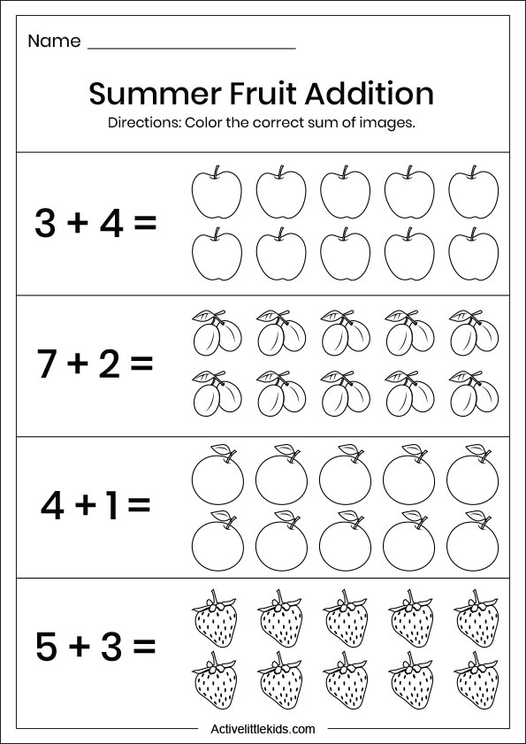 Summer Addition Worksheets - Summer Addition Worksheets