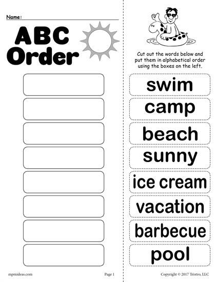 Summer Alphabetical Order Worksheet Abc Order Worksheet  - Summer Language Worksheets