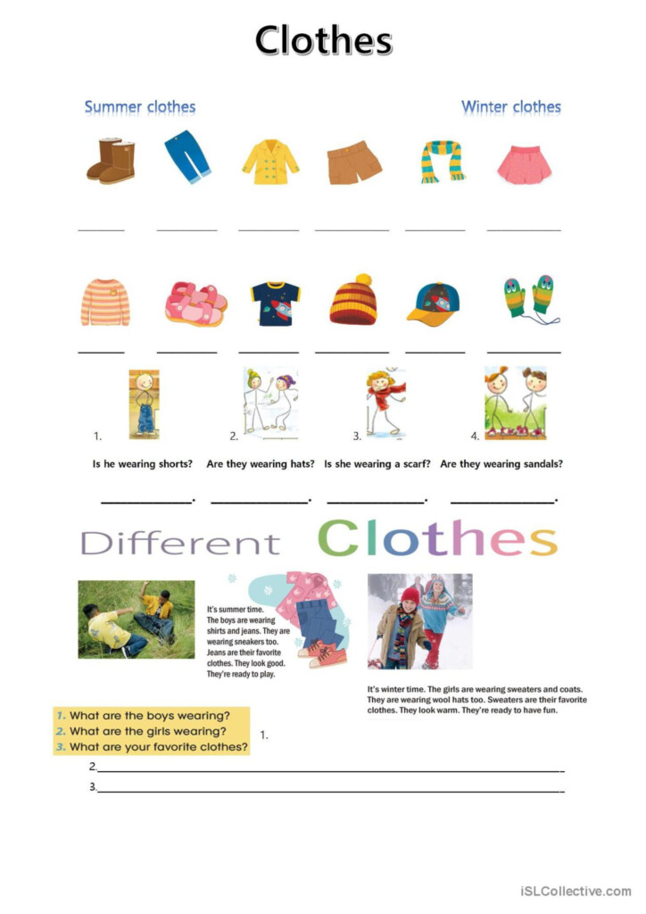 Summer And Winter Clothes English ESL Worksheets Pdf Doc - Summer And Winter Clothes Worksheet