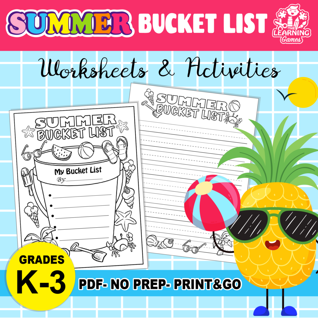 Summer Bucket List End of Year Writing Activity Coloring Writing  - End Of Year Summer Worksheets