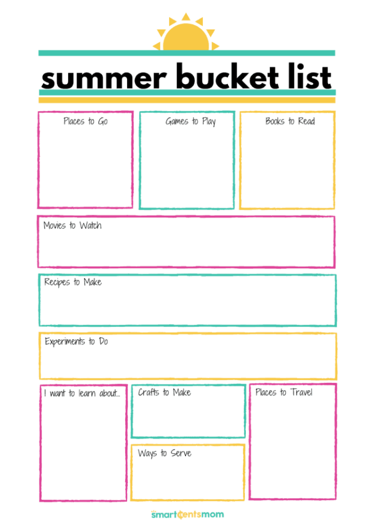 Summer Bucket List Printables For Kids - Kids Summer Bucket List Worksheet