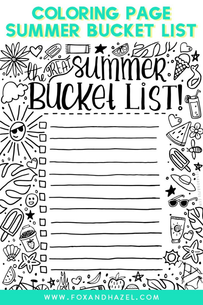 Summer Bucket List Worksheet Pdf - Summer Bucket List Worksheet Pdf