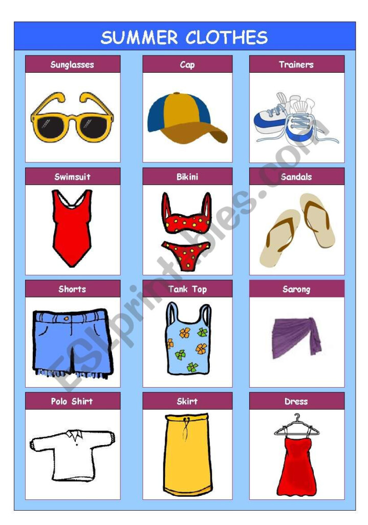 Summer Clothes ESL Worksheet By Stainboy76 - Summer Clothes For Kids Worksheet