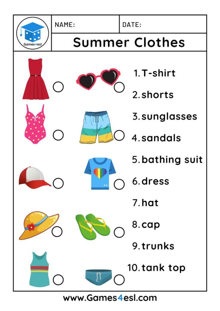 Summer Clothes Worksheets In 2021 Clothes Worksheet Summer Outfits  - Summer English Worksheets Pdf