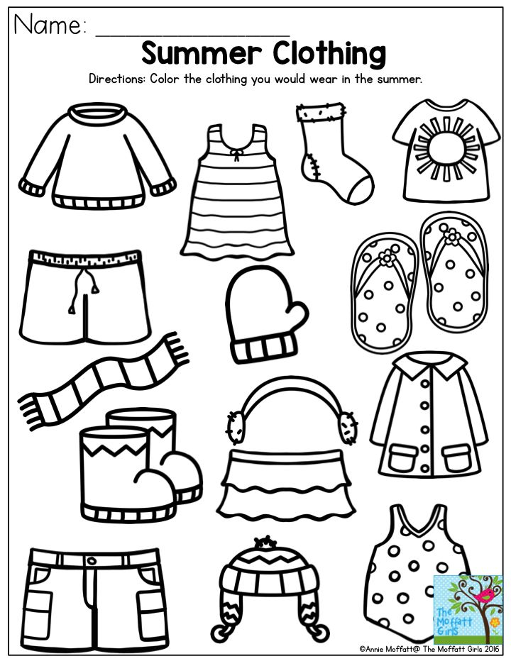 Summer Clothing Color The Items That You Would Wear In The Summer  - Summer Clothes Worksheets Preschool