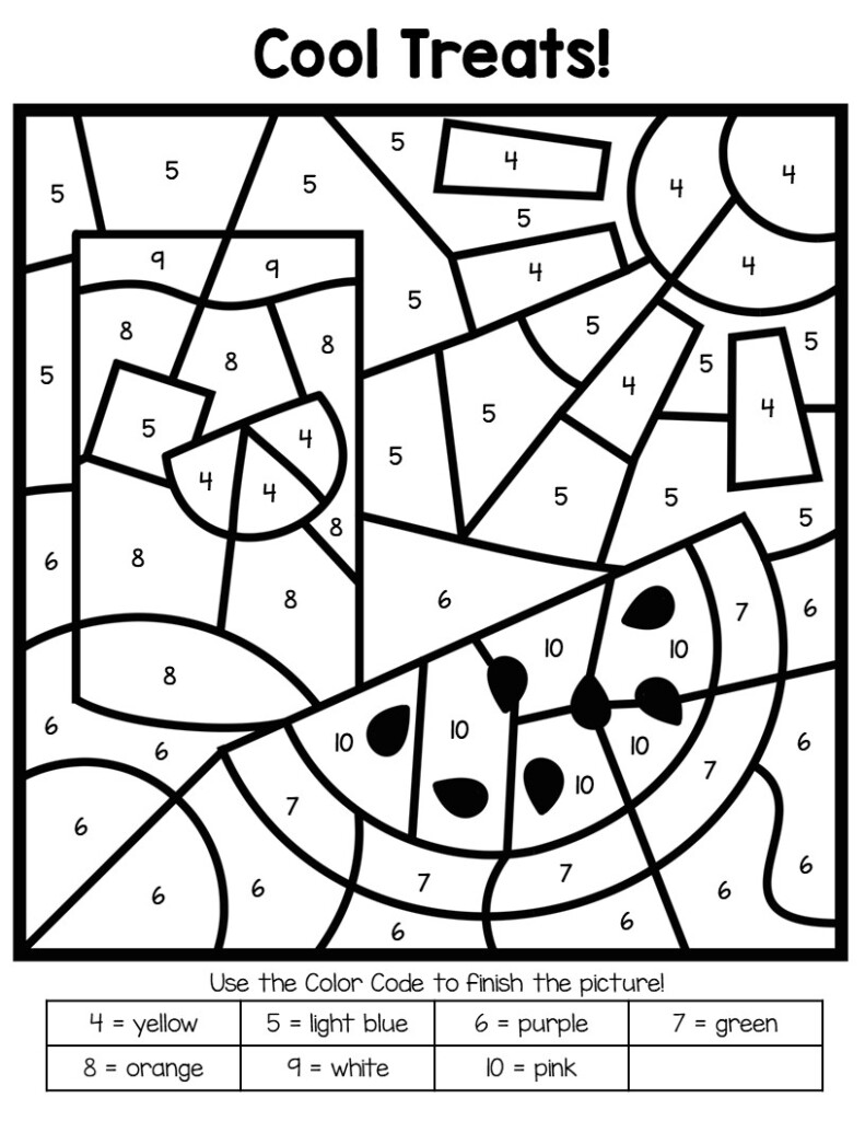 Summer Color By Number Free Printables - Math Coloring Worksheets Summer