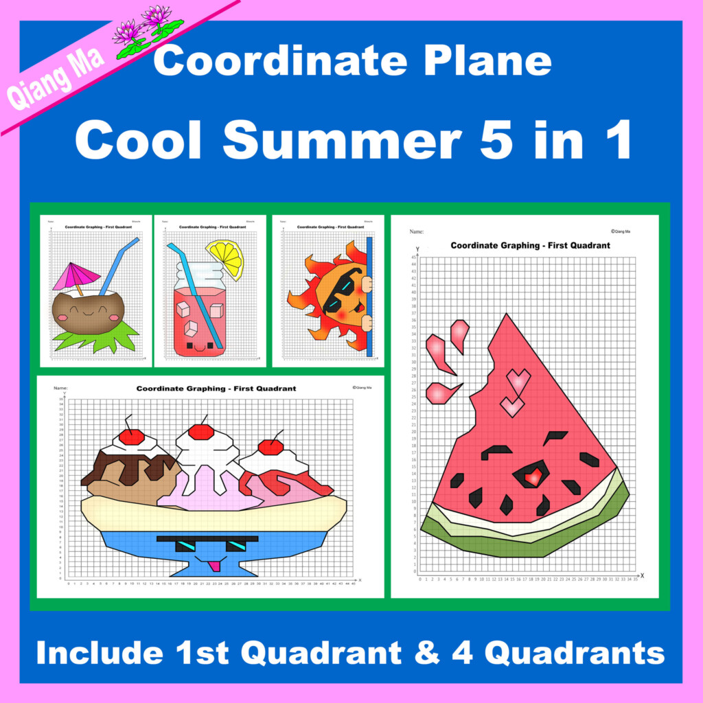 Summer Coordinate Plane Graphing Picture Cool Summer Bundle 5 In 1  - Free Graphing Coordinates Worksheets Summer