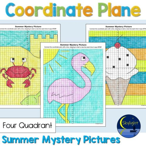 Summer Coordinate Plane Graphing Pictures In Four Quadrants Made By  - Summer Coordinates Worksheets