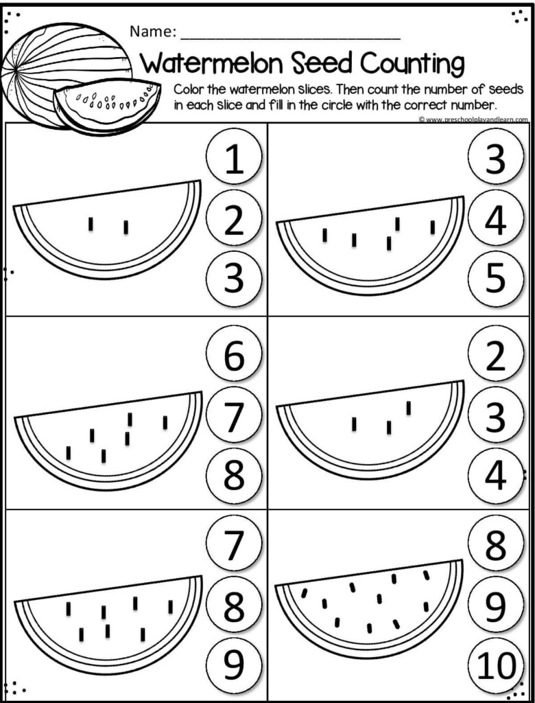 Summer Counting Math Preschool Activity - Free Printable Summer Math Worksheets