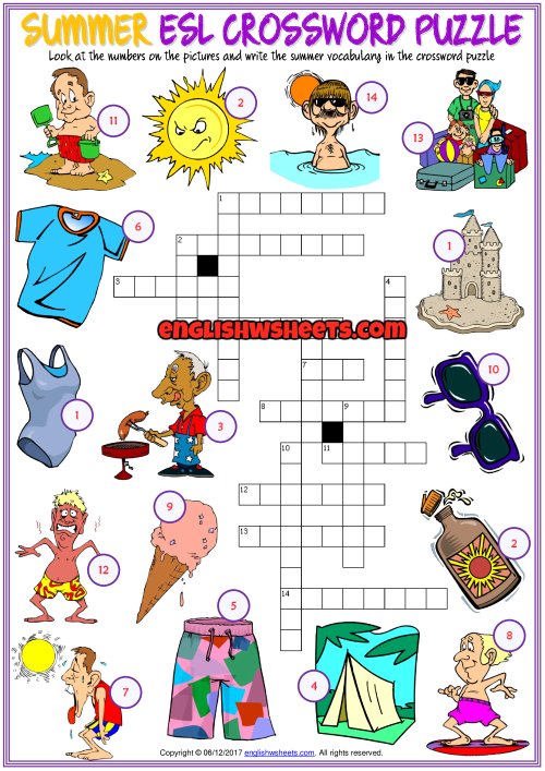 Summer Crossword Puzzle Free Printable - Middle Day Trip Crossword Summer Trip Worksheet