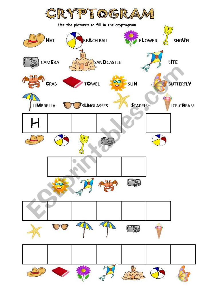 Summer Cryptogram ESL Worksheet By Sivert 50 - Summer Cryptogram Worksheets