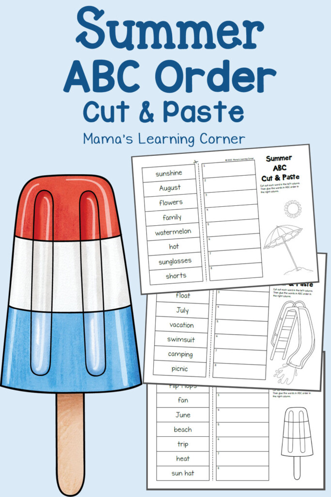 Summer Cut And Paste ABC Order Worksheets Mamas Learning Corner - Summer Abc Order Worksheets