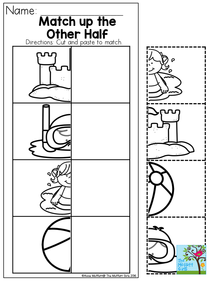 Summer Cut And Paste Activities - Summer Preschool Printable Worksheets Cutting