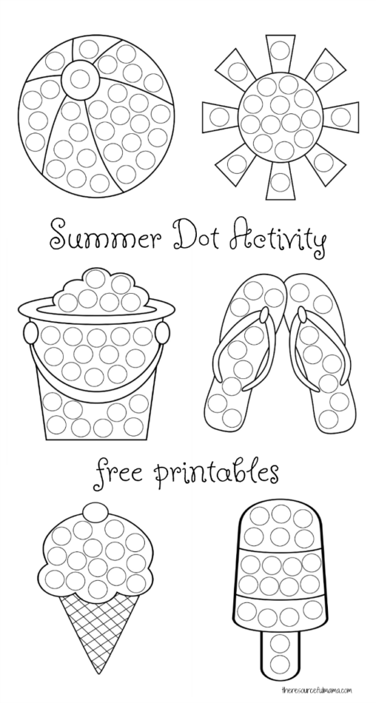 Summer Dot Painting Free Printable - Summer Dot Paint Worksheets