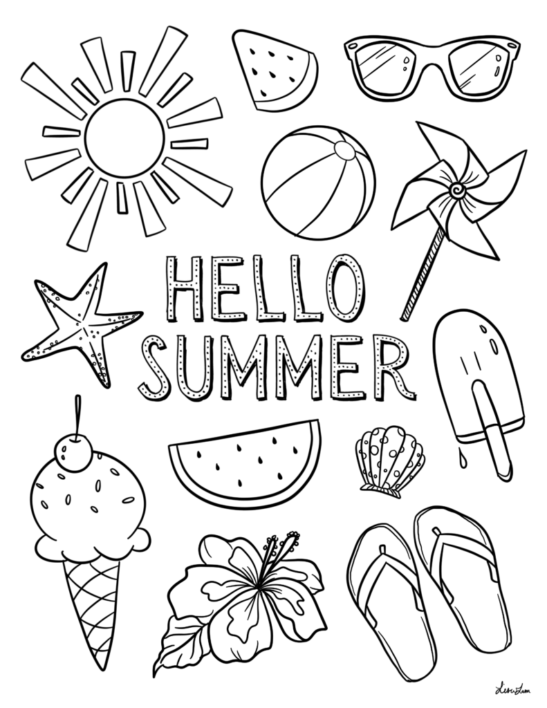 Summer Free Printable Coloring Pages - Summer Colouring Worksheet