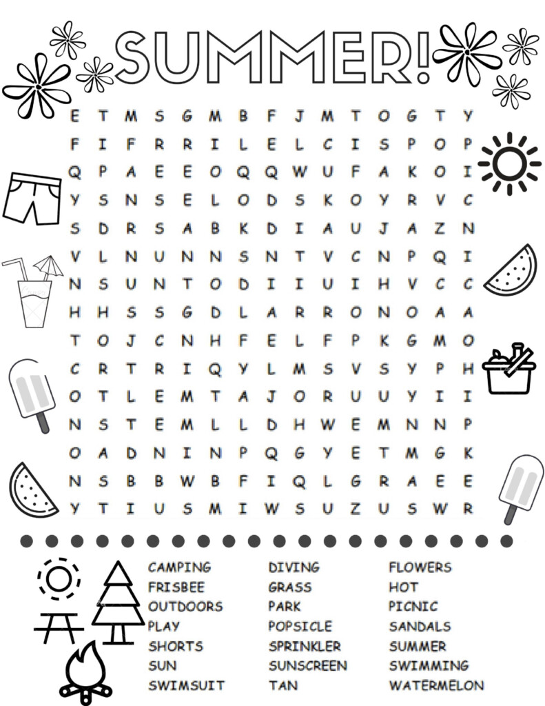 Summer Free Printable Word Search - Word Search Worksheets Summer