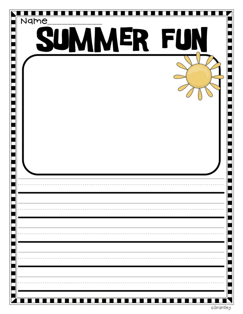 Summer Fun Writing Paper pdf Summer Writing First Day In First Grade  - Summer Writing Worksheets