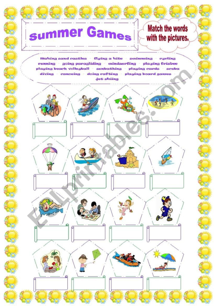 Summer Games ESL Worksheet By Carole77 - Summer Game Worksheet