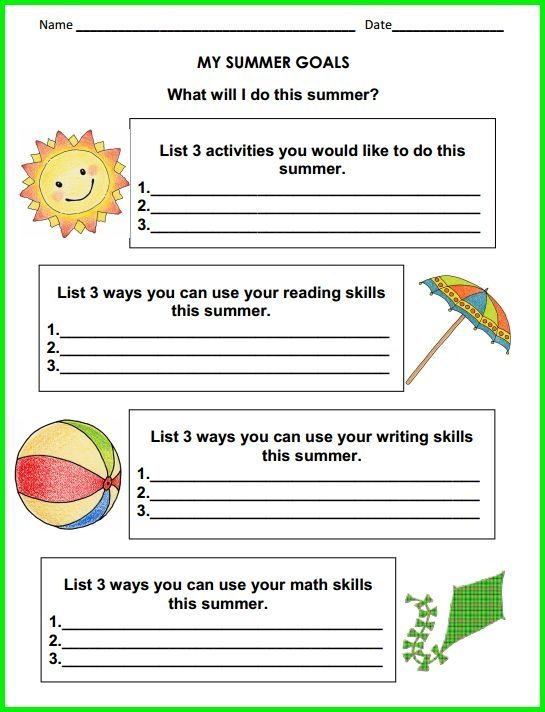 Summer Goal Setting Worksheets Christian Homeschool Publishing  - Summer Goal Setting Worksheet